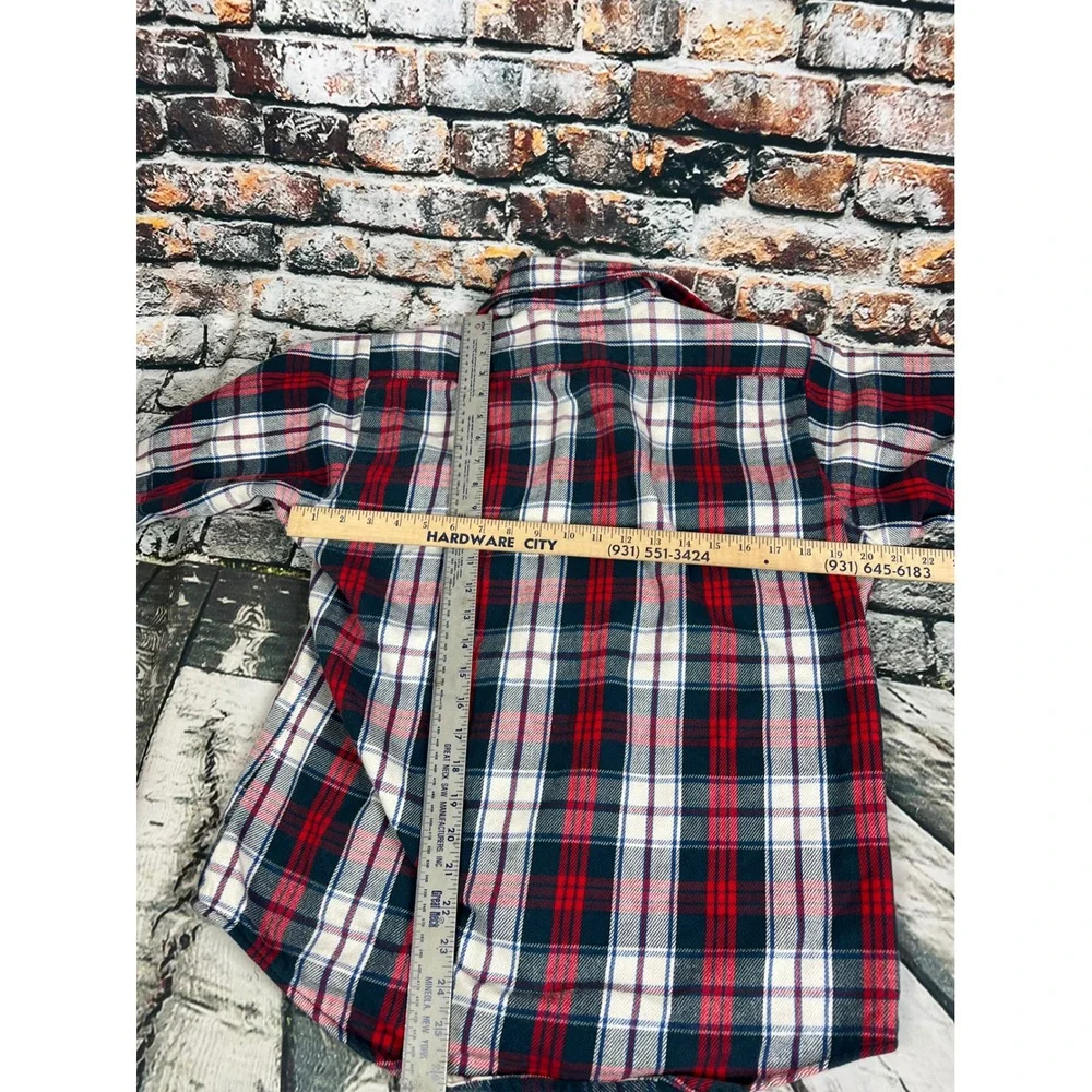 Vintage WearGuard Mens Plaid Flannel Shirt Button Up Red‎ Blue White